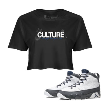 Sneaker match tees – Sneaker Tees To Match Air Jordan 9 Flint Grey Shoes – Culture Crop T-Shirt Black 1