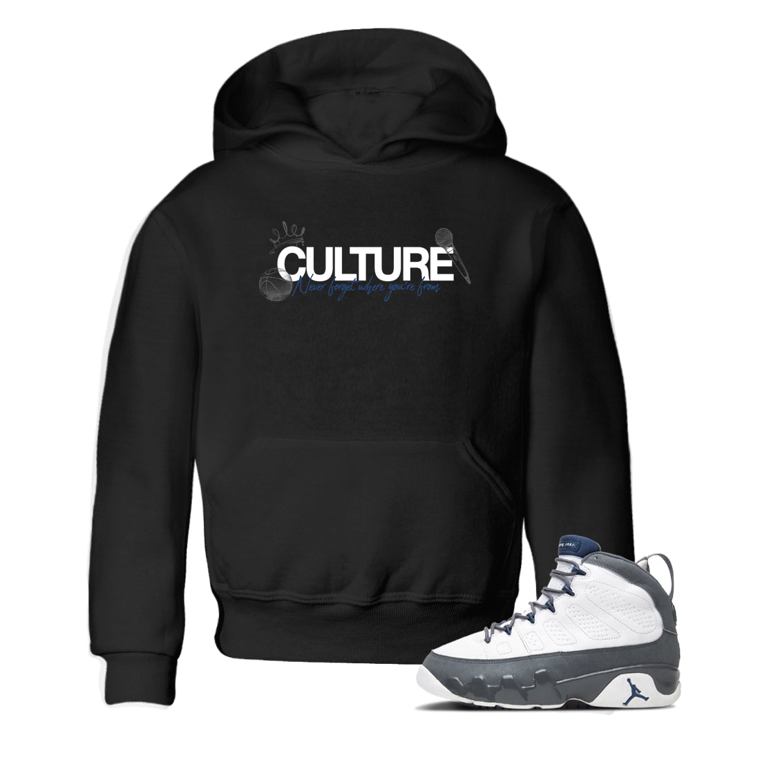 Sneaker match tees – Sneaker Tees To Match Air Jordan 9 Flint Grey Shoes – Culture Kids T-Shirt Black 1