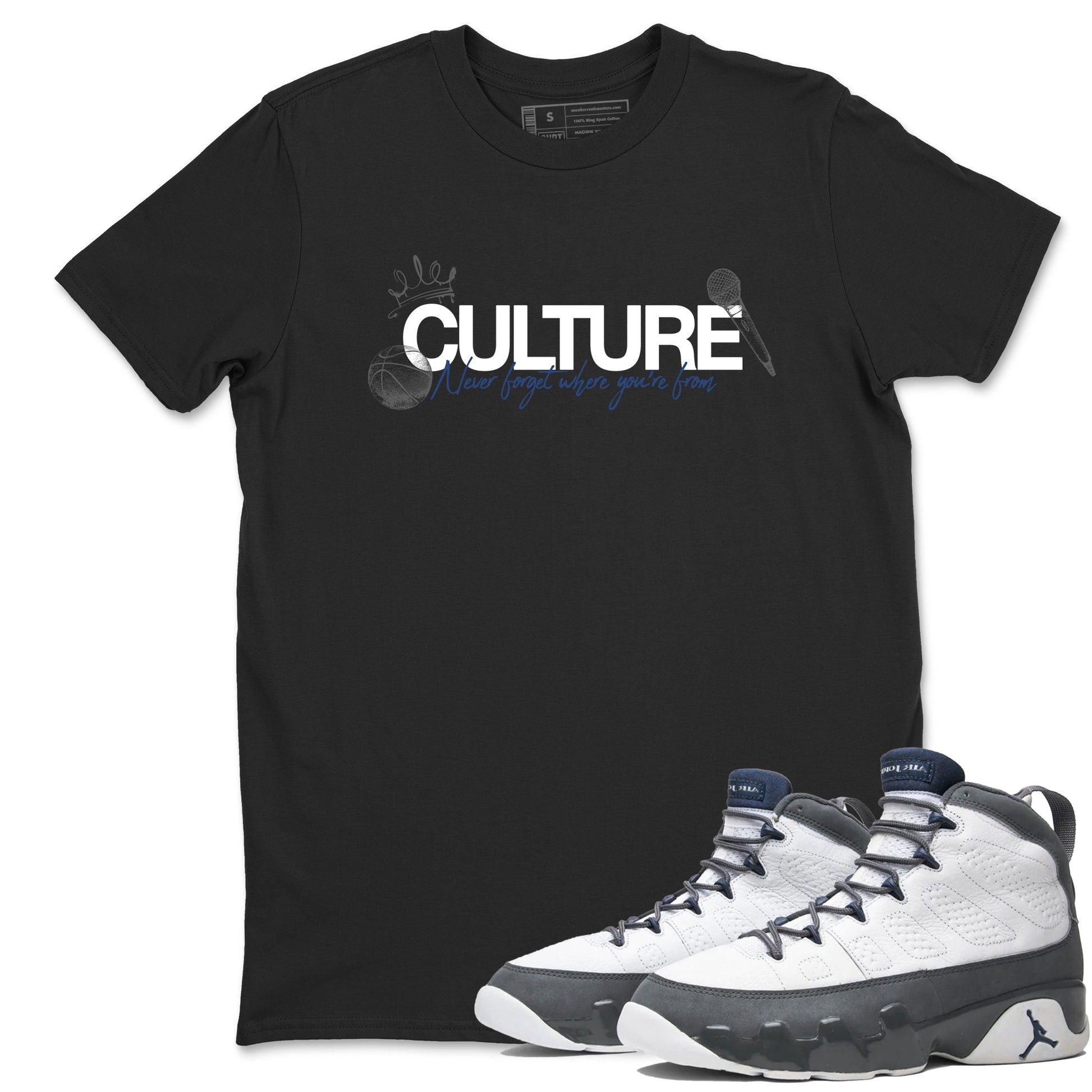 Sneaker match tees – Sneaker Tees To Match Air Jordan 9 Flint Grey Shoes – Culture Tee Black 1
