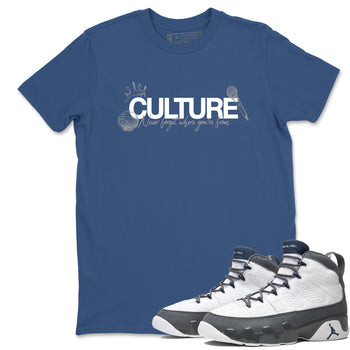 Sneaker match tees – Sneaker Tees To Match Air Jordan 9 Flint Grey Shoes – Culture Tee Denim Blue 1