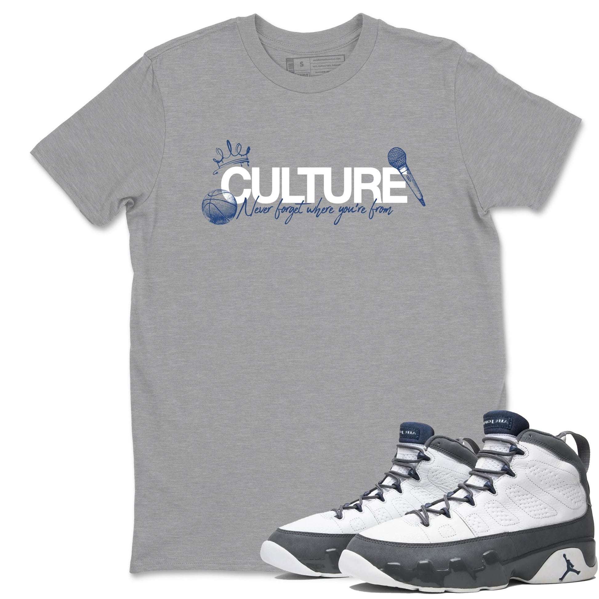 Sneaker match tees – Sneaker Tees To Match Air Jordan 9 Flint Grey Shoes – Culture Tee Heather Grey 1
