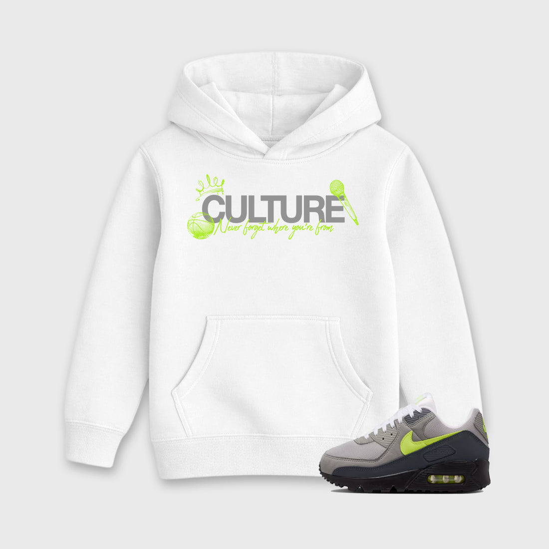 Sneaker match tees – Sneaker Tees To Match Air Max 90 Neon Yellow Shoes – Culture Kids T-Shirt White 1