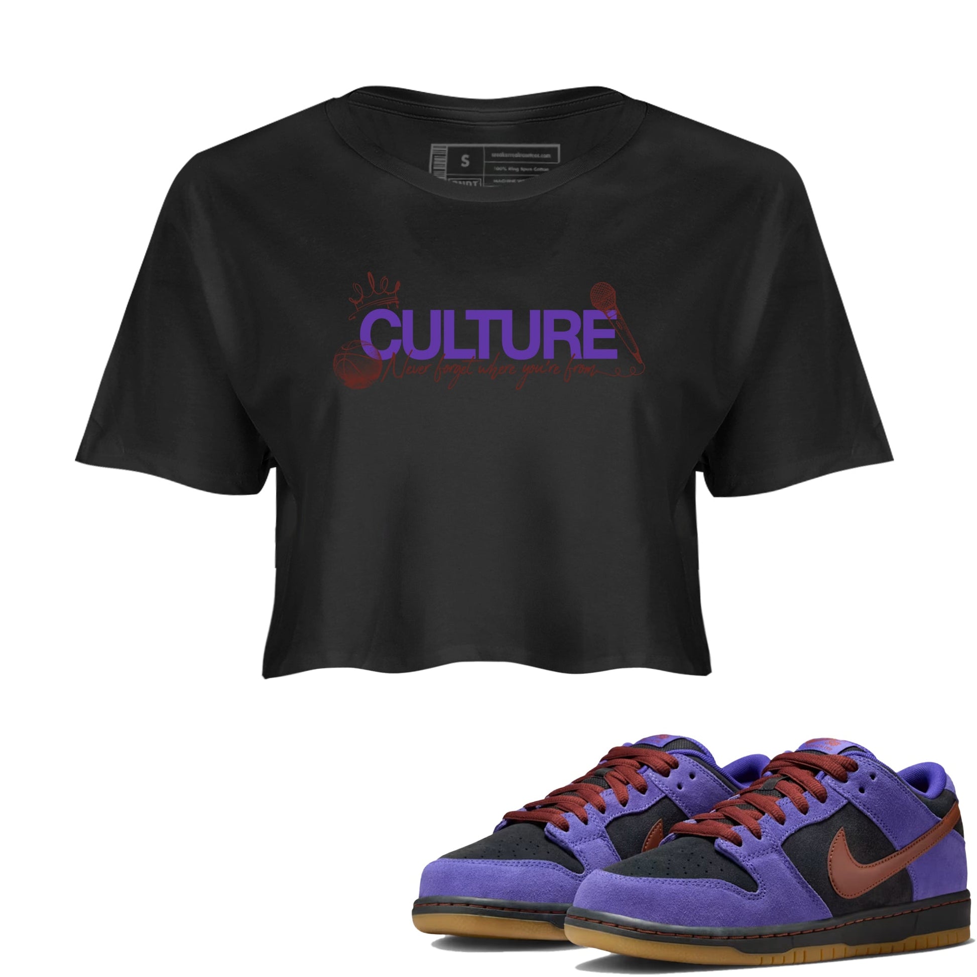 Sneaker match tees – Sneaker Threads To Match Dunk Low Persian Violet Shoes – Culture Crop T-Shirt Black 1
