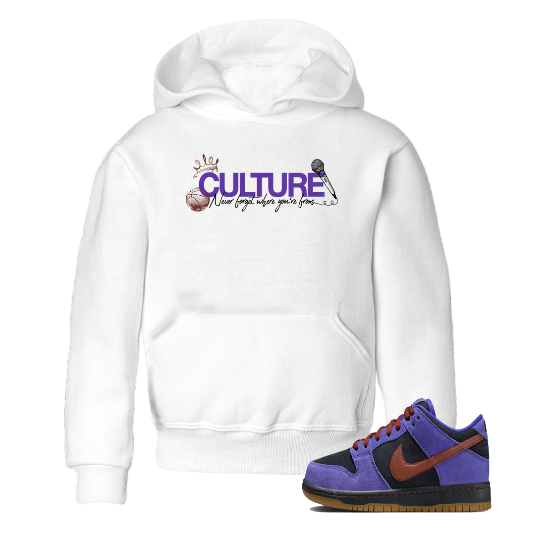 Sneaker match tees – Sneaker Threads To Match Dunk Low Persian Violet Shoes – Culture Kids T-Shirt White 1