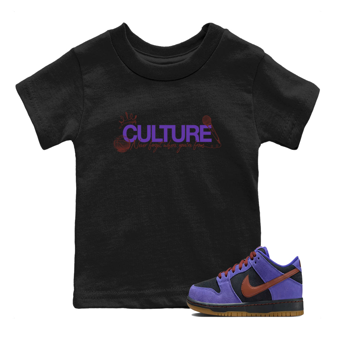Sneaker match tees – Sneaker Threads To Match Dunk Low Persian Violet Shoes – Culture Kids T-Shirt Black 1