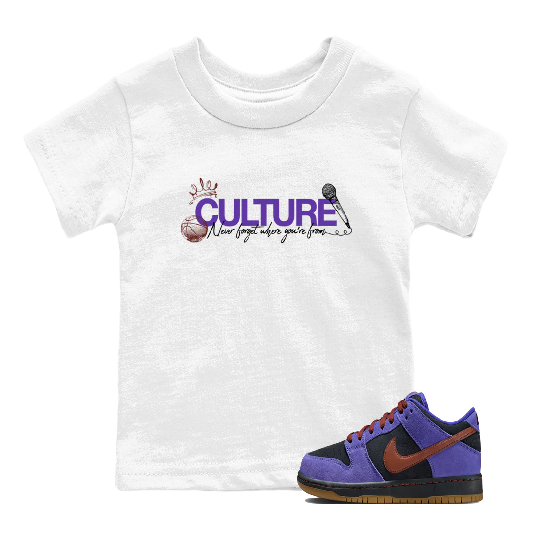 Sneaker match tees – Sneaker Threads To Match Dunk Low Persian Violet Shoes – Culture Kids T-Shirt White 1