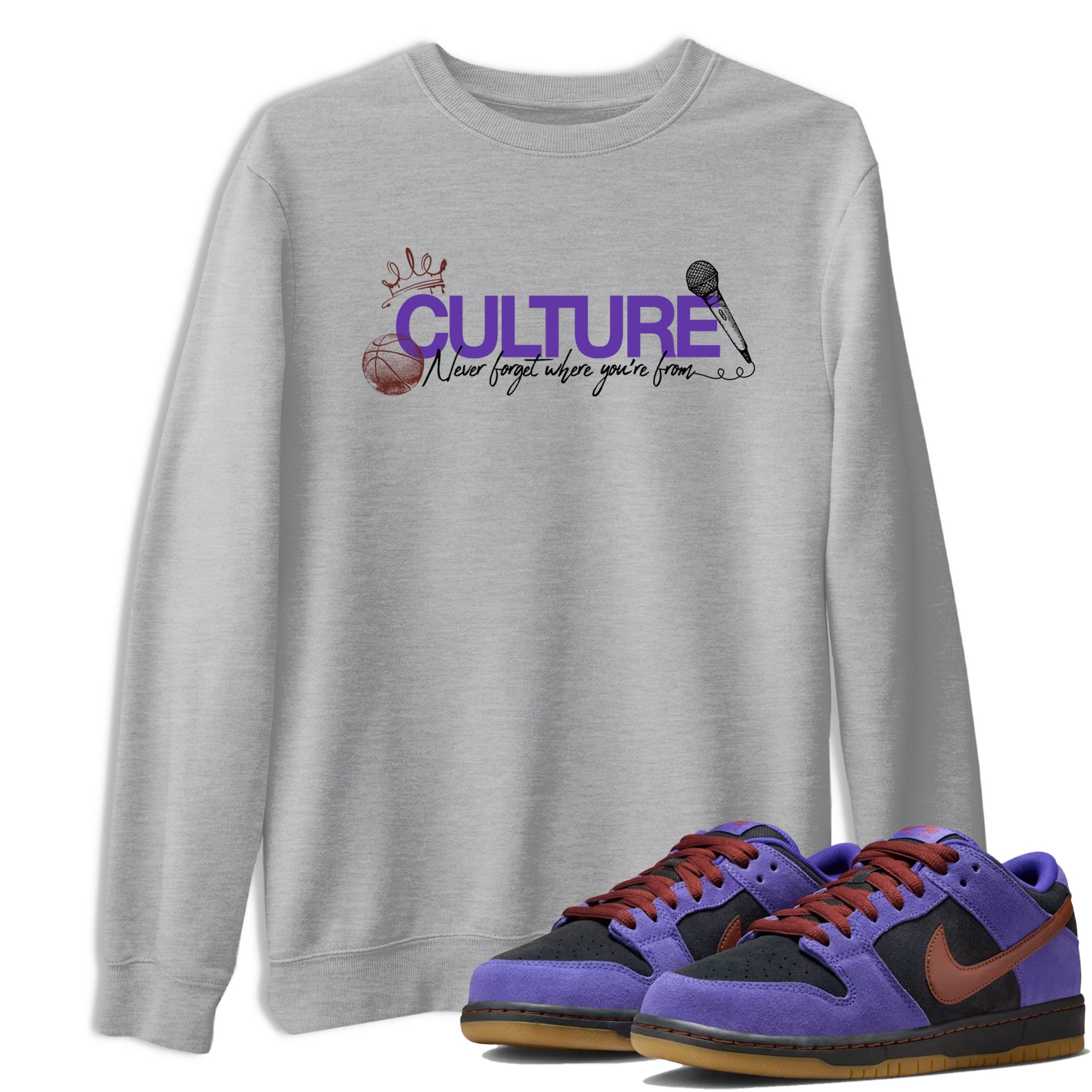 Sneaker match tees – Sneaker Threads To Match Dunk Low Persian Violet Shoes – Culture Tee Heather Grey 1