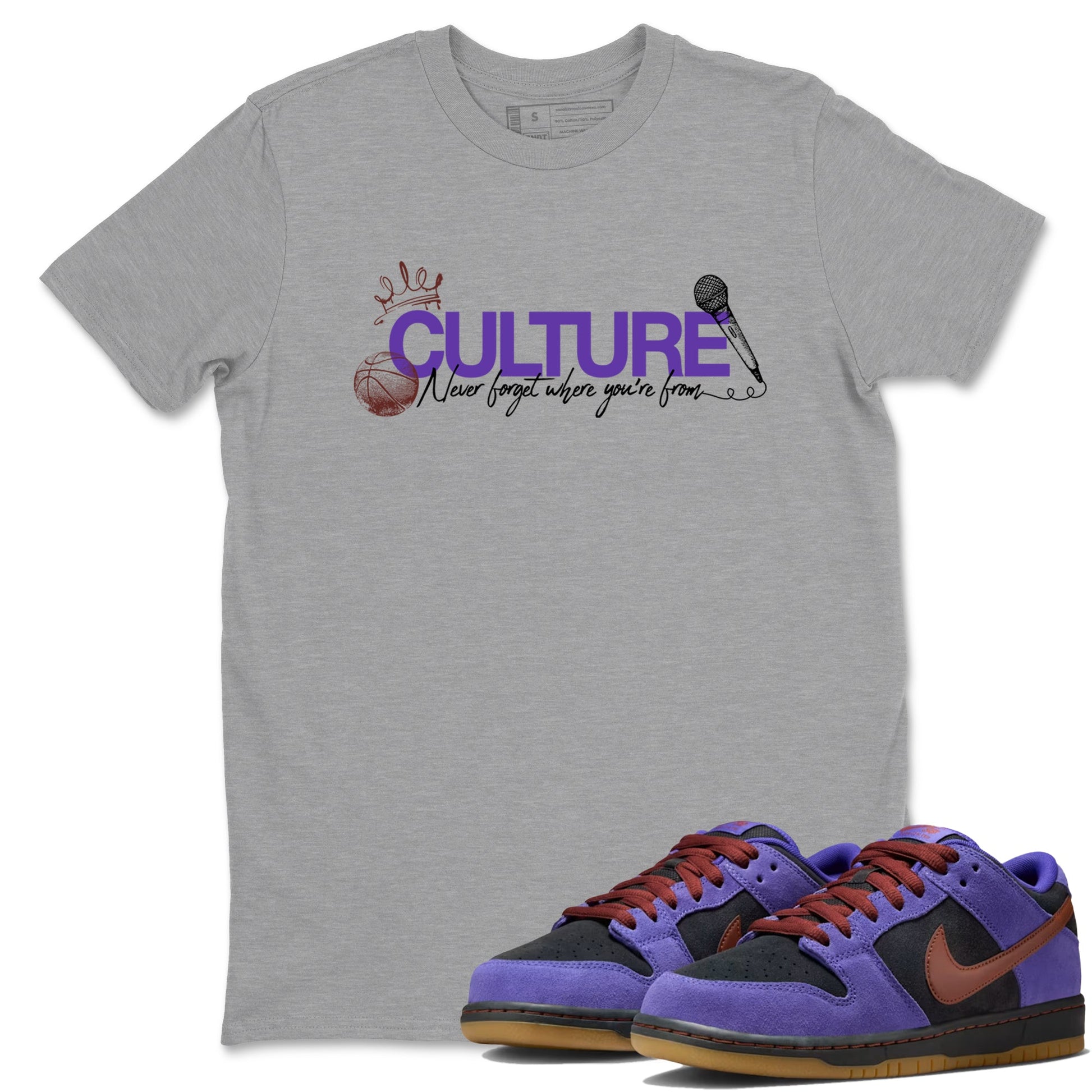 Sneaker match tees – Sneaker Threads To Match Dunk Low Persian Violet Shoes – Culture Tee Heather Grey 1