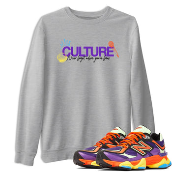 Sneaker Threads – Sneaker Tees To Match New Balance 9060 Prism Purple – Culture Graphic Tee Heather Grey 1. Perfect for Jordan releases 2025 colorways.