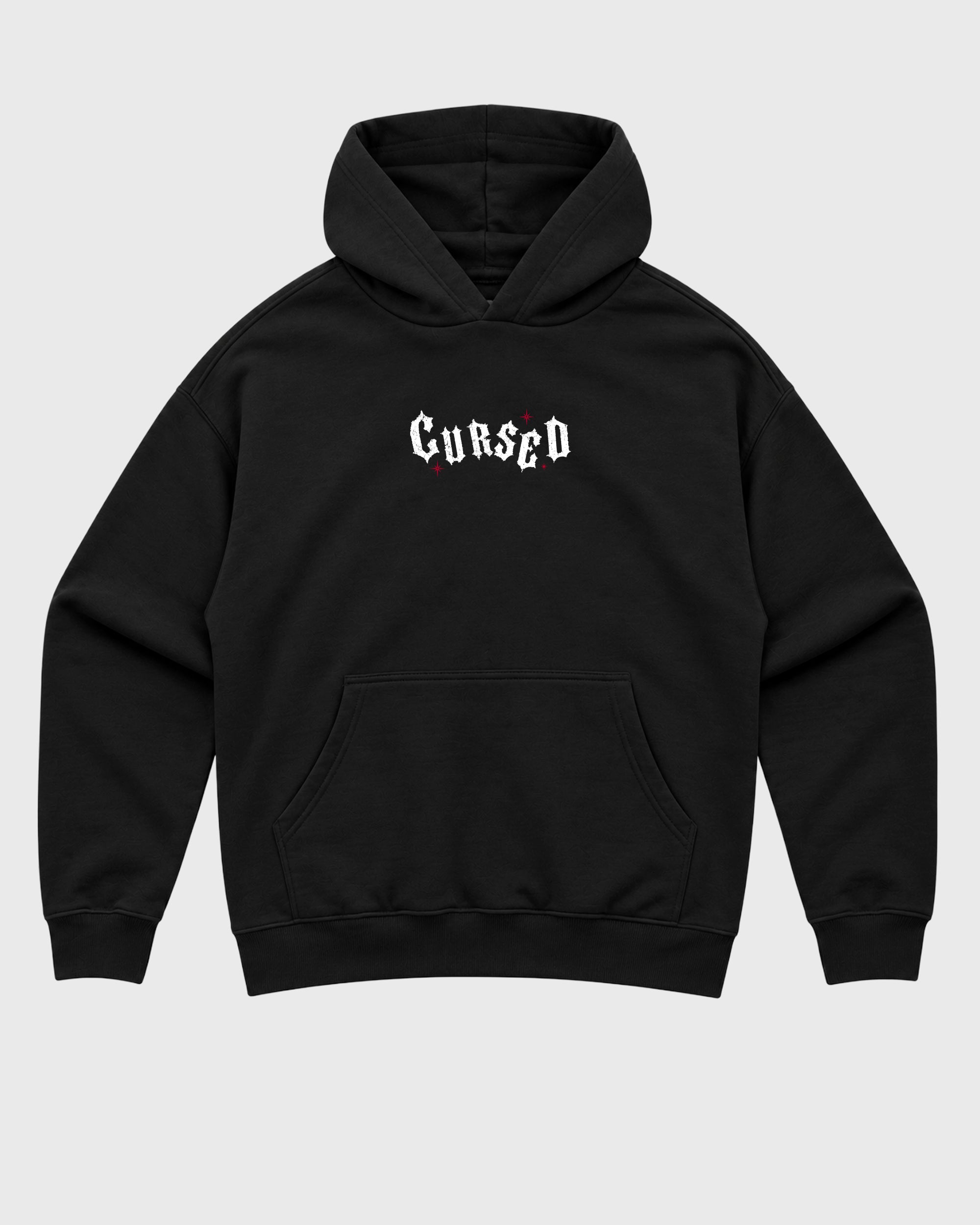 Cursed Skull Black Graphic Hoodie - 3, a graphic sneaker hoodie styled around Air Force 1 "Nightmare" Black and Gym Redsneakers for a relaxed streetwear and sneaker look.