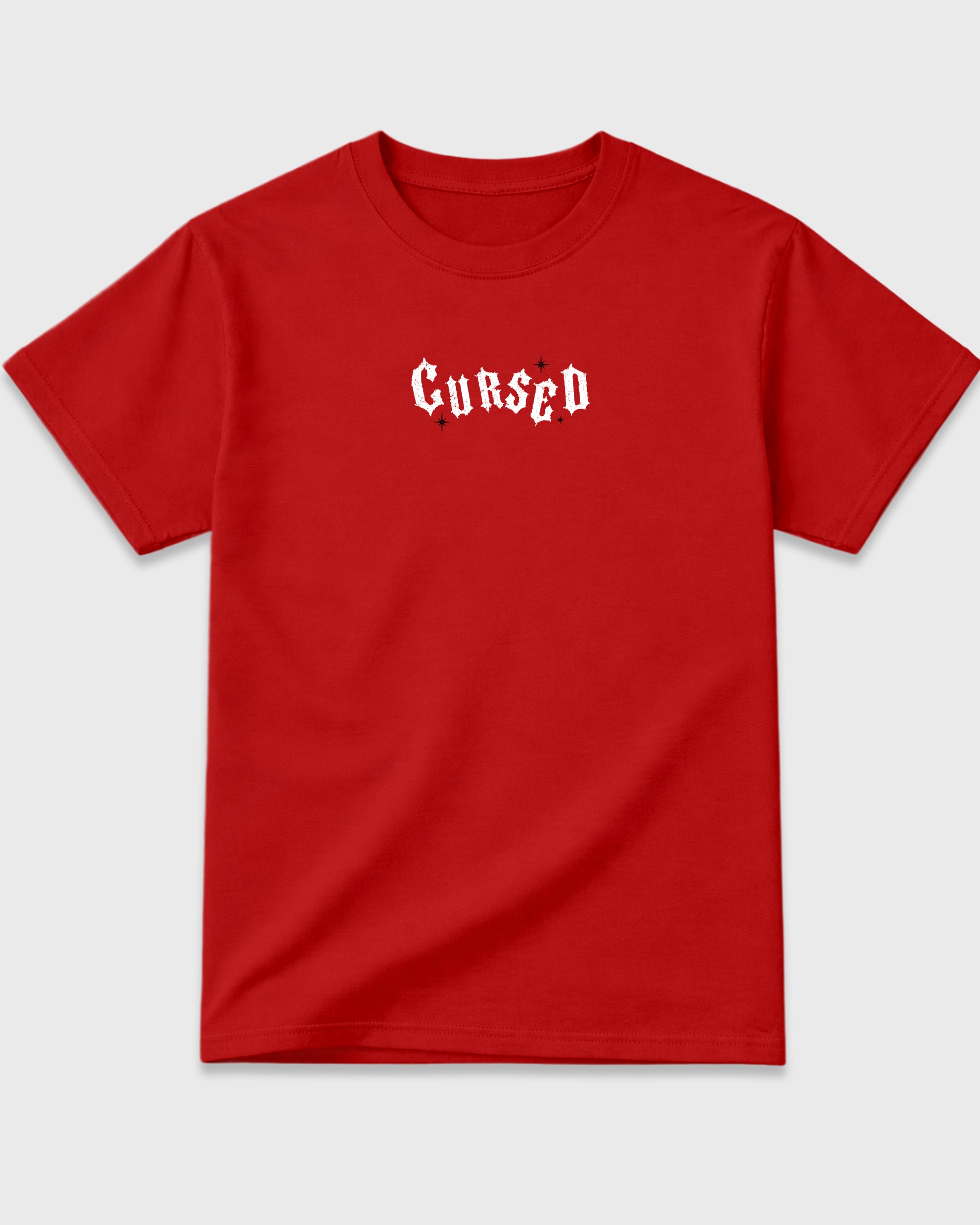 Cursed Skull Red Graphic T-Shirt - 3, sneaker matching shirt designed to pair with Air Force 1 "Nightmare" Black and Gym Redsneakers for a coordinated streetwear outfit.