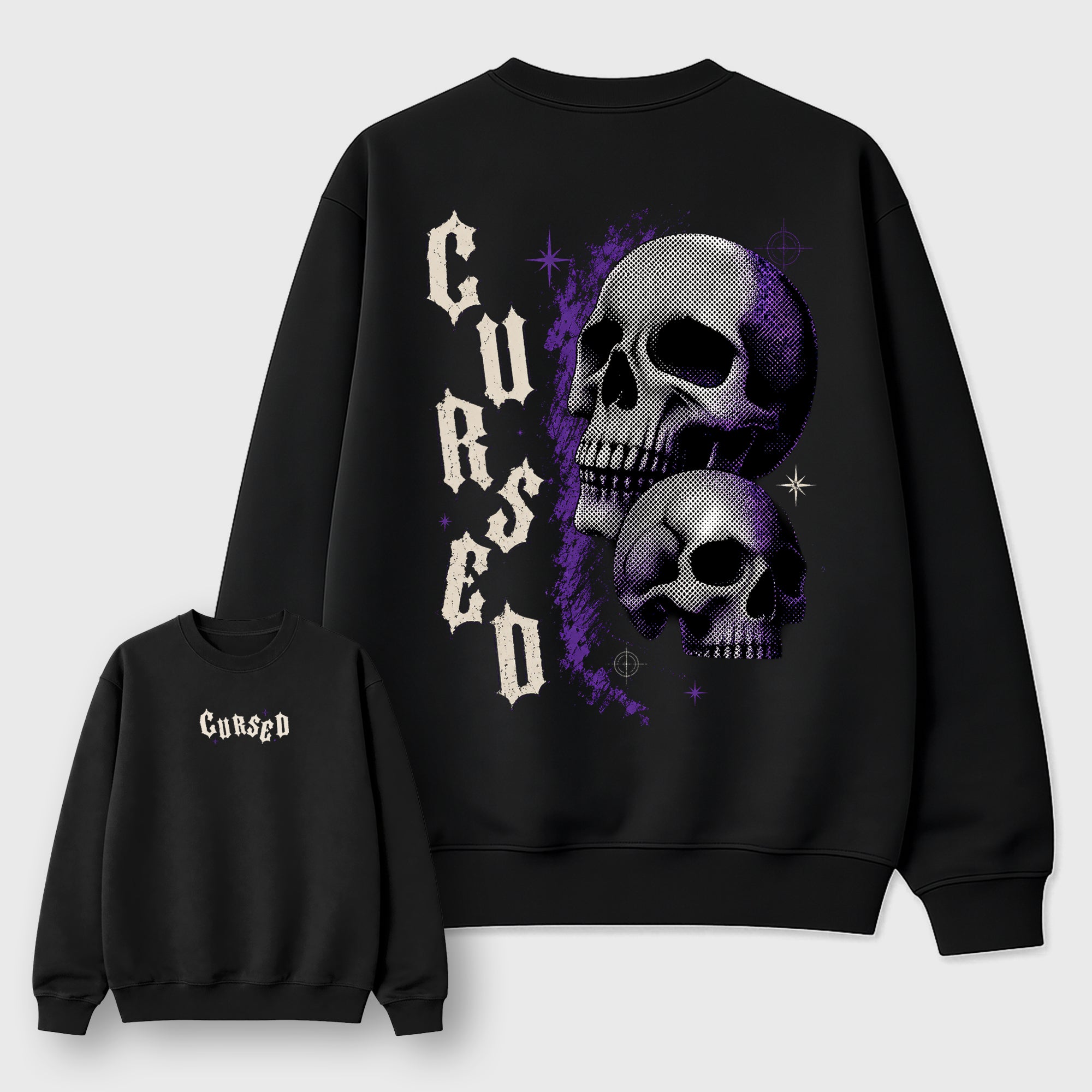 Cursed Skull Graphic T-Shirt featuring spooky streetwear artwork for Halloween outfits and fall season style. a sneaker matching shirt for a coordinated sneaker outfit.