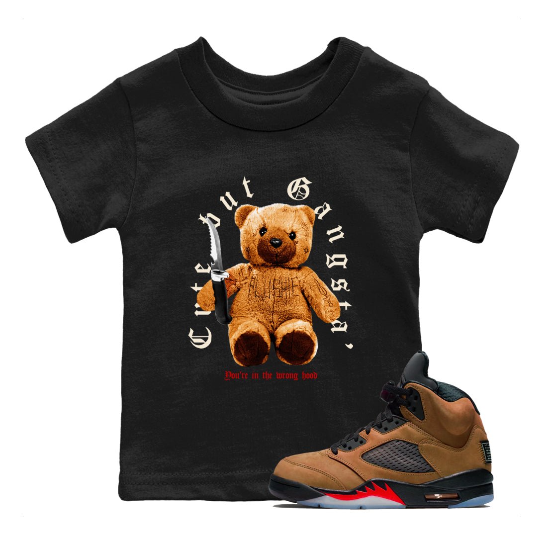5s Archaeo Brown shirts to match jordans Cute Gangster sneaker match tees Air Jordan 5 Archaeo Brown SNRT Sneaker Release Tees Youth Baby Black 1 crew neck shirts