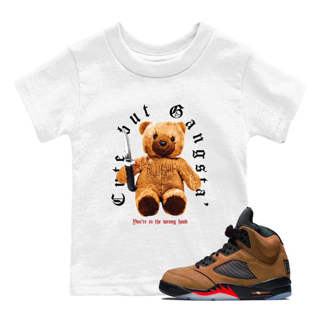 5s Archaeo Brown shirts to match jordans Cute Gangster sneaker match tees Air Jordan 5 Archaeo Brown SNRT Sneaker Release Tees Youth Baby White 1 crew neck shirts