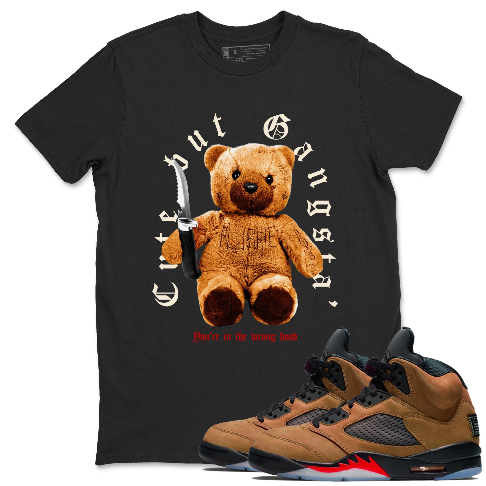 5s Archaeo Brown shirts to match jordans Cute Gangster sneaker match tees Air Jordan 5 Archaeo Brown SNRT Sneaker Release Tees unisex cotton Black 1 crew neck shirts