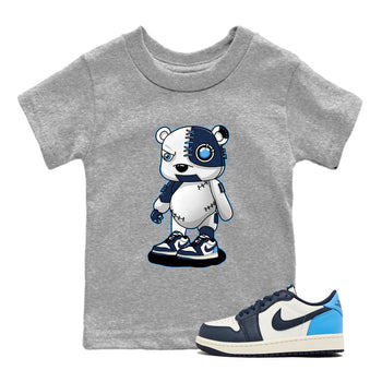 1s Obsidian shirts to match jordans Cyborg Bear shirts to match Jordans AJ1 Retro Low OG Obsidian match shoes to clothes SNRT Sneaker Tees Youth Baby Heather Grey 1 tee