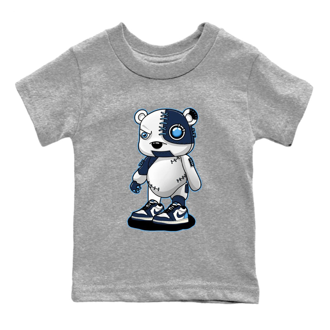 1s Obsidian shirts to match jordans Cyborg Bear shirts to match Jordans AJ1 Retro Low OG Obsidian match shoes to clothes SNRT Sneaker Tees Youth Baby Heather Grey 2 tee