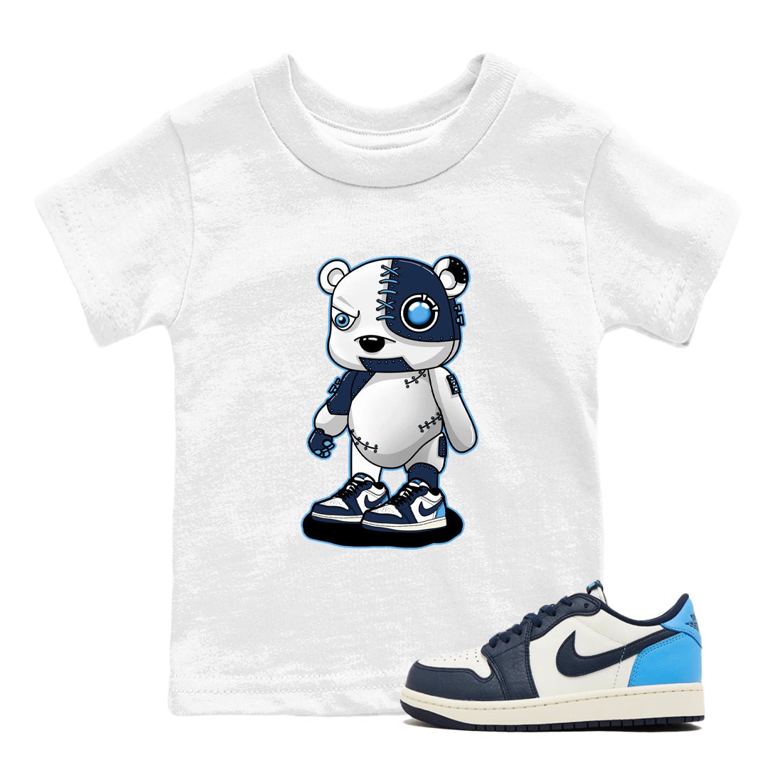 1s Obsidian shirts to match jordans Cyborg Bear shirts to match Jordans AJ1 Retro Low OG Obsidian match shoes to clothes SNRT Sneaker Tees Youth Baby White 1 tee