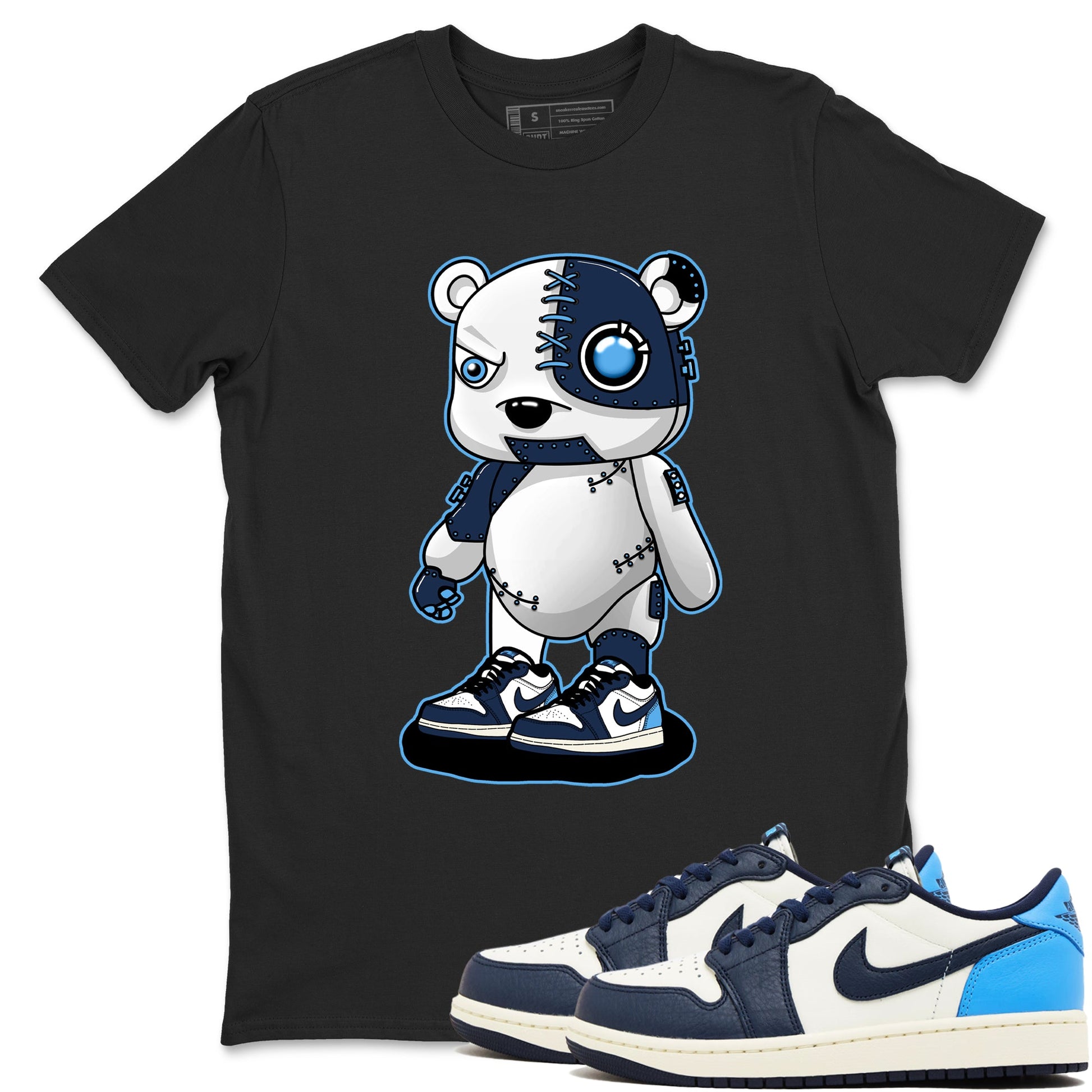 1s Obsidian shirts to match jordans Cyborg Bear shirts to match Jordans AJ1 Retro Low OG Obsidian match shoes to clothes SNRT Sneaker Tees unisex cotton Black 1 shirts