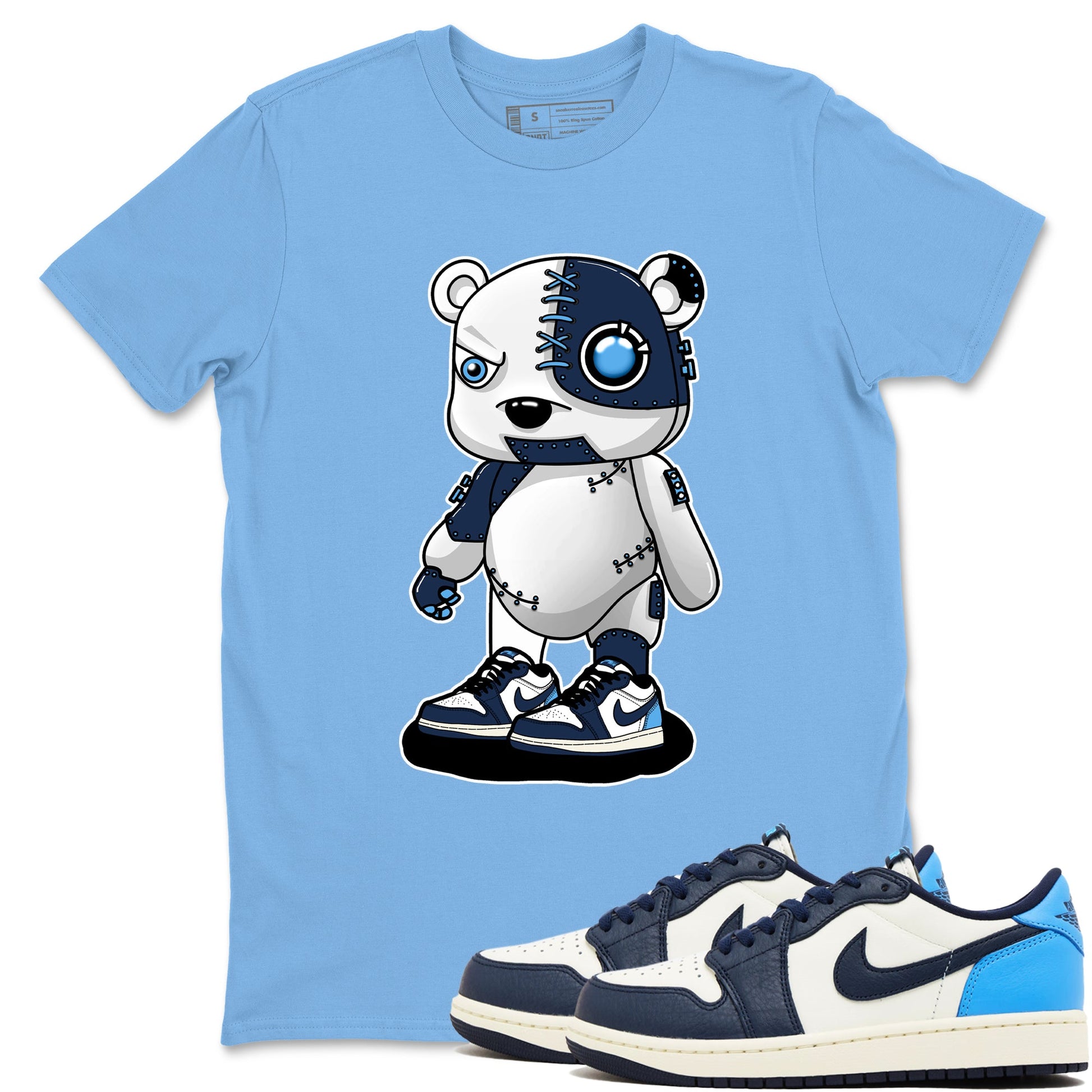 1s Obsidian shirts to match jordans Cyborg Bear shirts to match Jordans AJ1 Retro Low OG Obsidian match shoes to clothes SNRT Sneaker Tees unisex cotton Carolina Blue 1 shirts