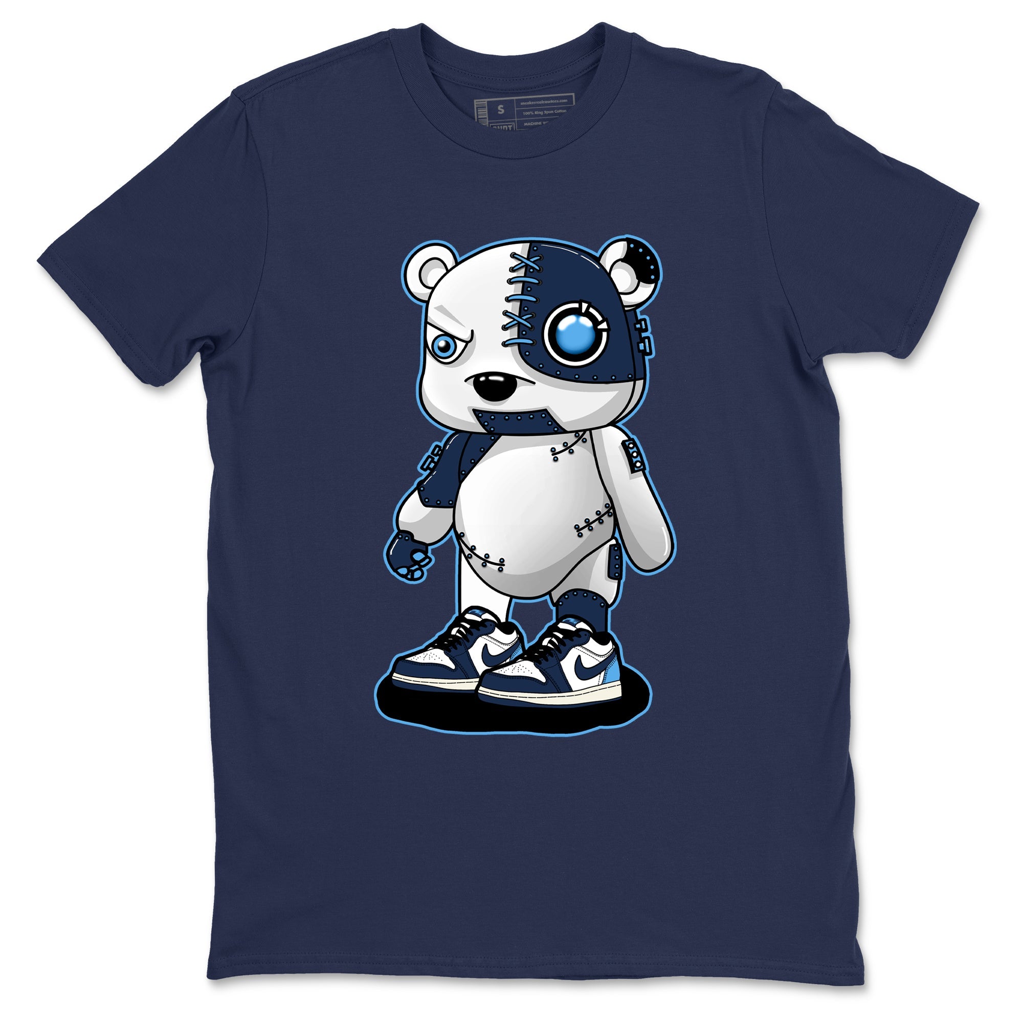 1s Obsidian shirts to match jordans Cyborg Bear shirts to match Jordans AJ1 Retro Low OG Obsidian match shoes to clothes SNRT Sneaker Tees unisex cotton Navy 2 shirts