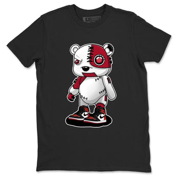 Cyborg Bear sneaker match t-shirt styled to complete your fit with the Air Jordan 1 Ruby sneakers, shown in Black 2.