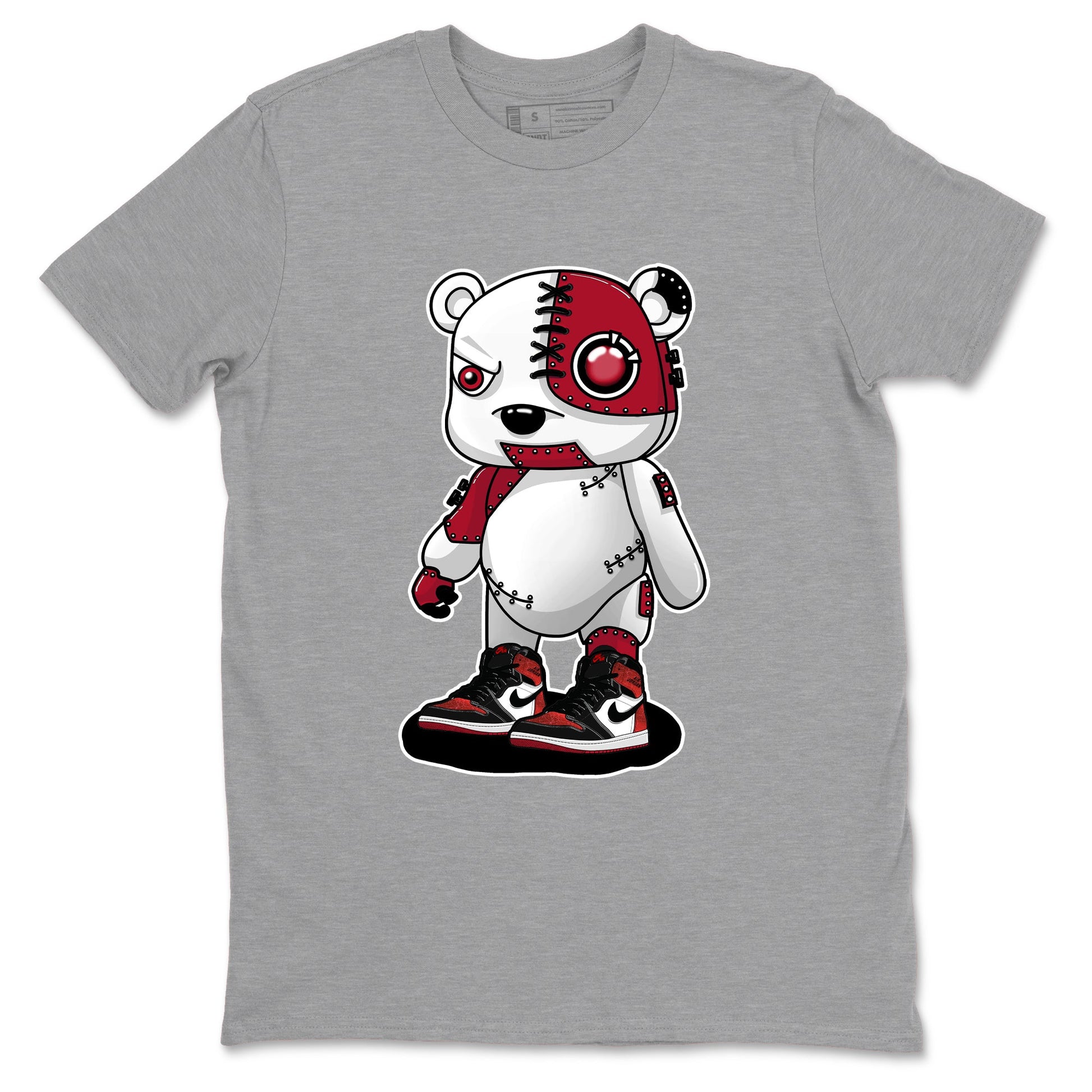 Cyborg Bear sneaker match t-shirt styled to complete your fit with the Air Jordan 1 Ruby sneakers, shown in Heather Grey 2.
