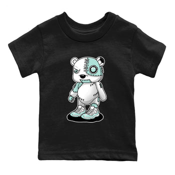 Cyborg Bear baby and kids t-shirt crafted for little sneakerheads to shine with the Air Jordan 11 Igloo sneakers, displayed in Black 2.