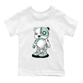 Cyborg Bear baby and kids t-shirt crafted for little sneakerheads to shine with the Air Jordan 11 Igloo sneakers, displayed in White 2.