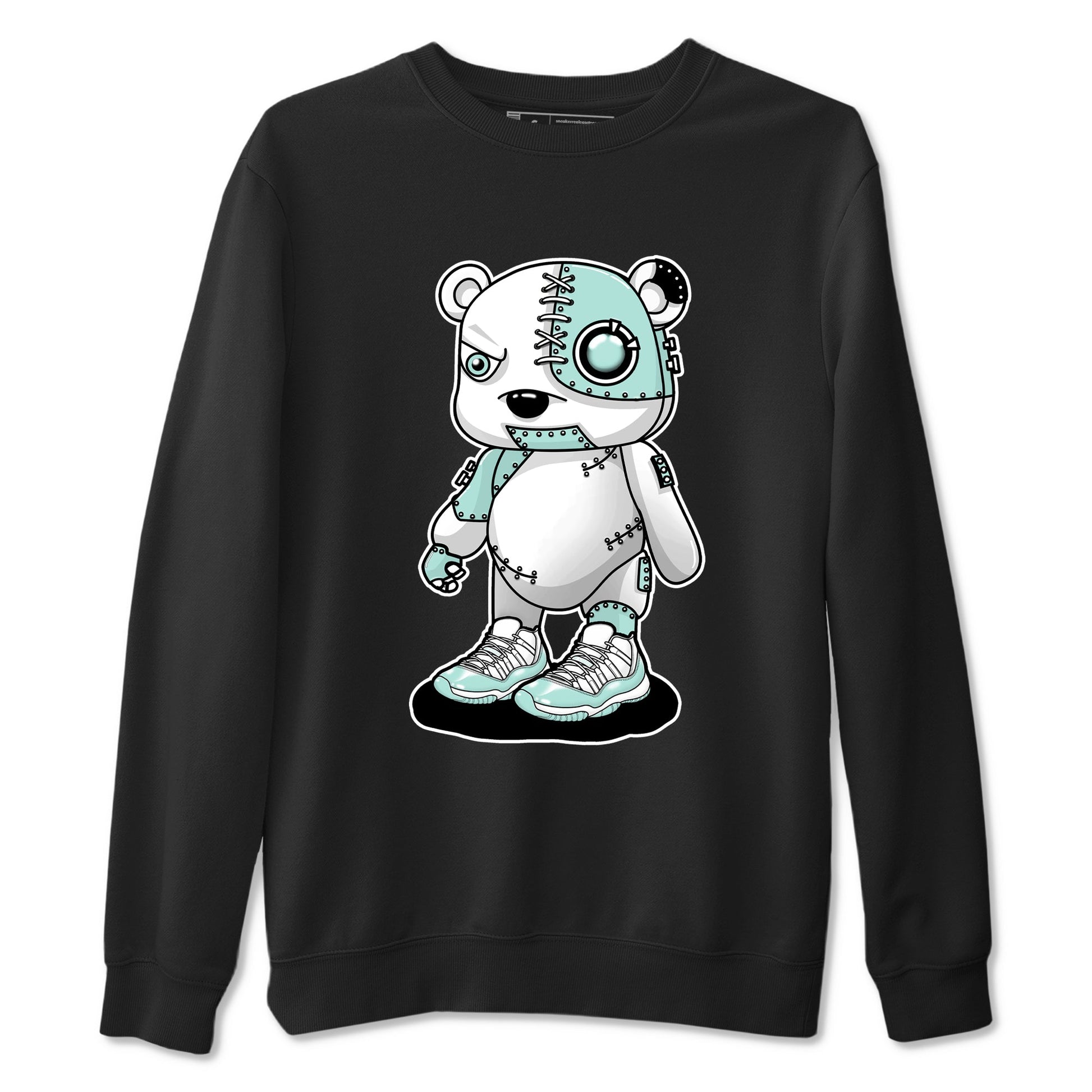 Cyborg Bear sneaker match t-shirt styled to complete your fit with the Air Jordan 11 Igloo sneakers, shown in Black 2.