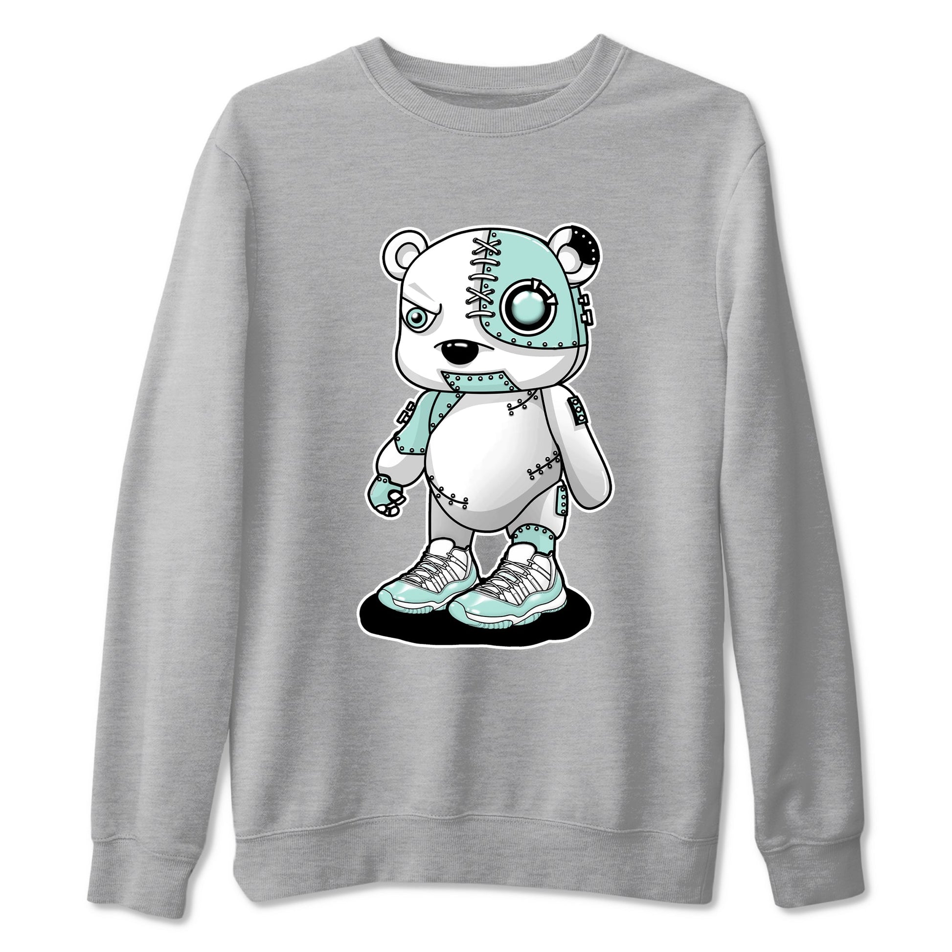 Cyborg Bear sneaker match t-shirt styled to complete your fit with the Air Jordan 11 Igloo sneakers, shown in Heather Grey 2.