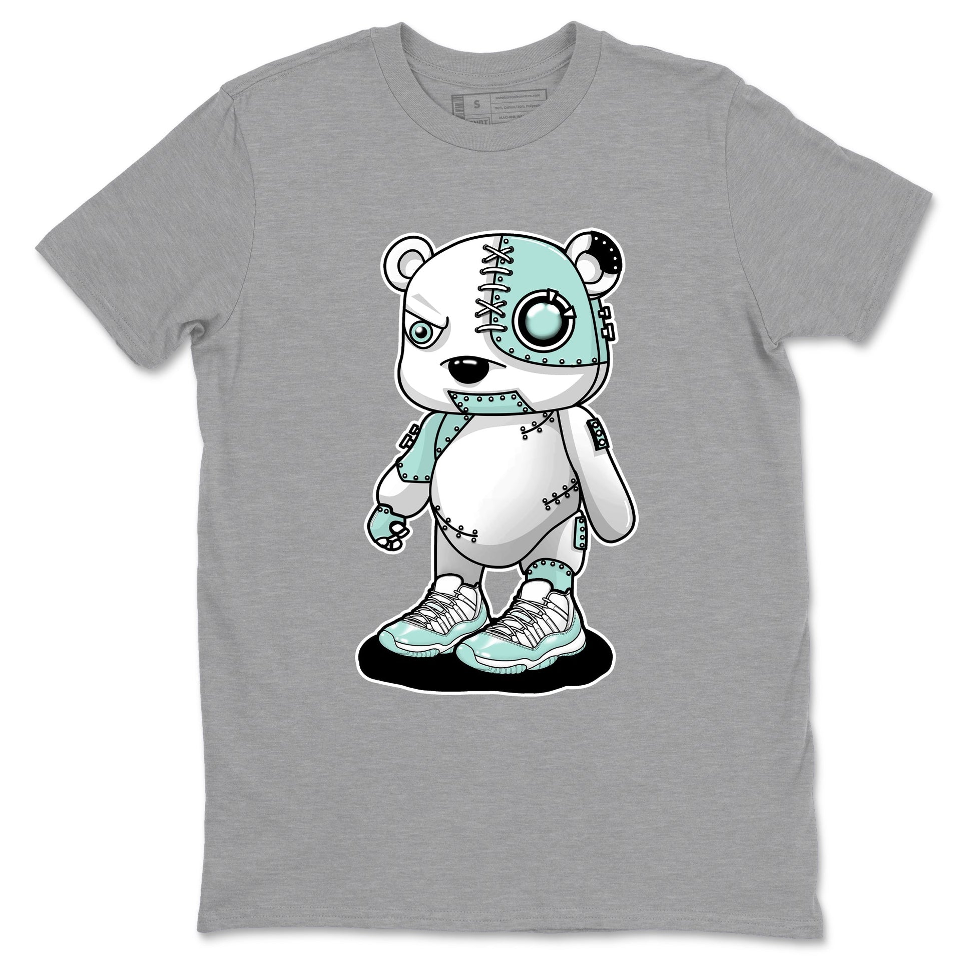 Cyborg Bear sneaker match t-shirt styled to complete your fit with the Air Jordan 11 Igloo sneakers, shown in Heather Grey 2.