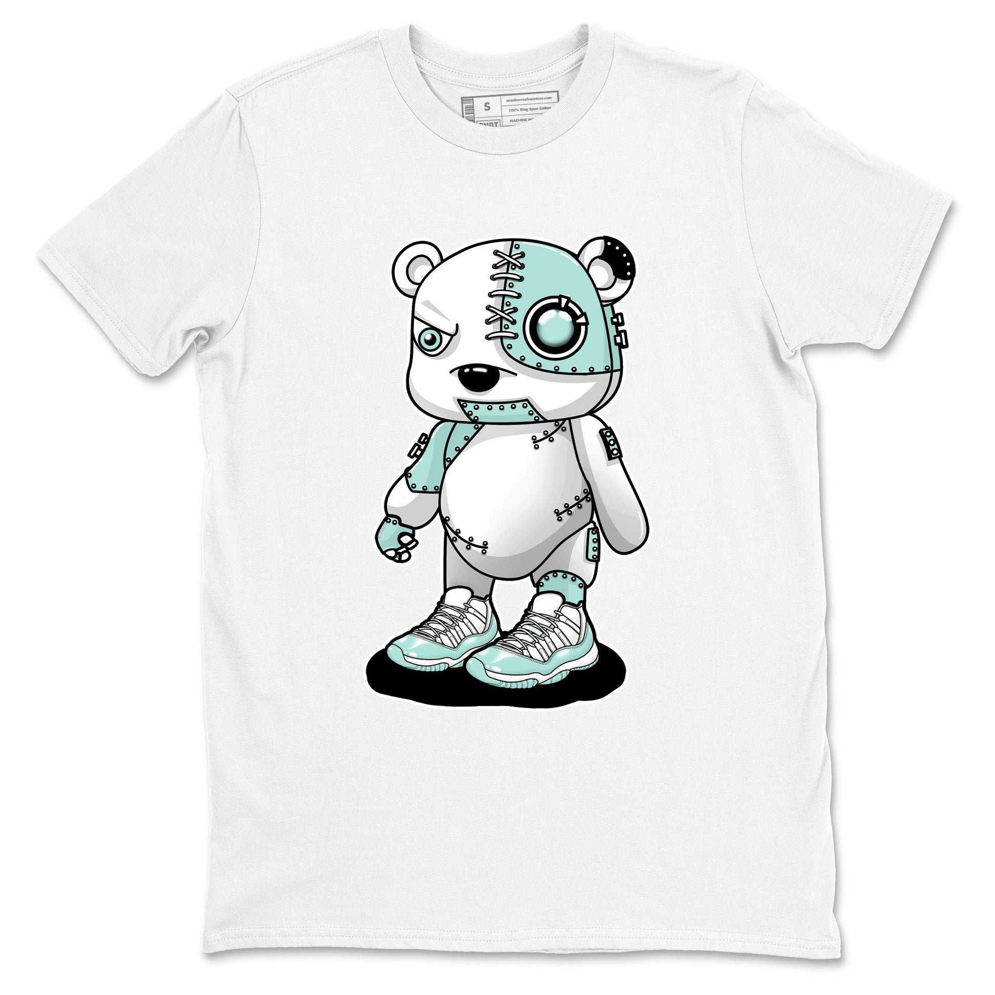 Cyborg Bear sneaker match t-shirt styled to complete your fit with the Air Jordan 11 Igloo sneakers, shown in White 2.