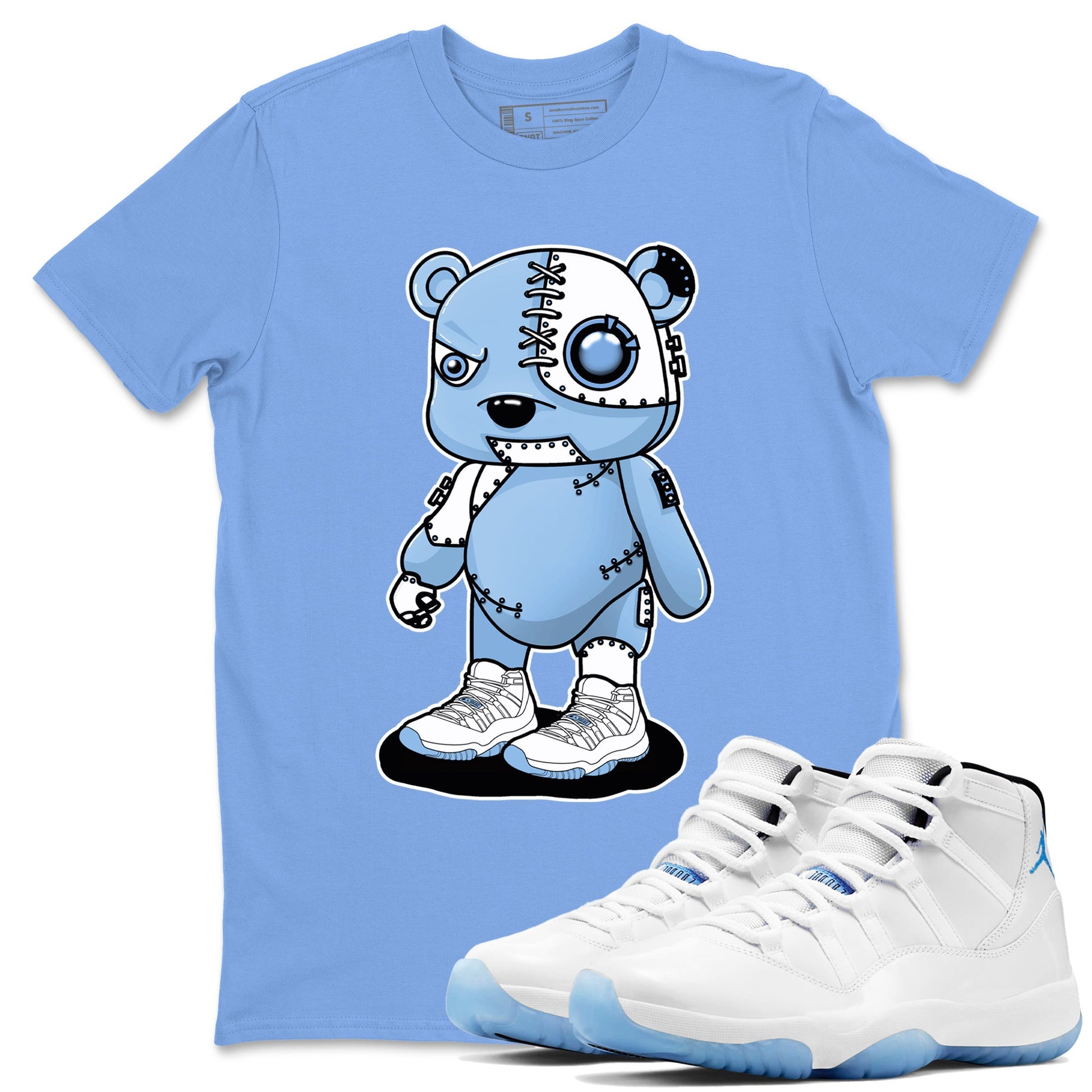 AJ11 Retro Legend Blue shirts to match jordans Cyborg Bear best t shirts to wear with jordans 11s Legend Blue match shoes to clothes SNRT Sneaker Tees unisex cotton Carolina Blue 1 shirts