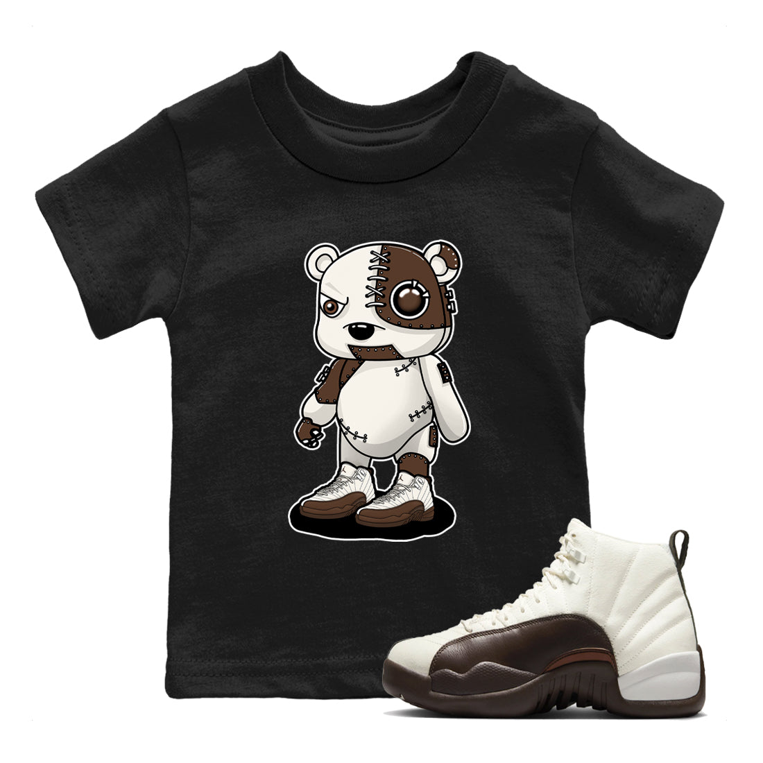 AJ12 Baroque Brown shirts to match jordans Cyborg Bear best t shirts to wear with jordans SoleFly x Jordan 12 Baroque Brown match shoes to clothes SNRT Sneaker Tees Youth Baby Black 1 tee