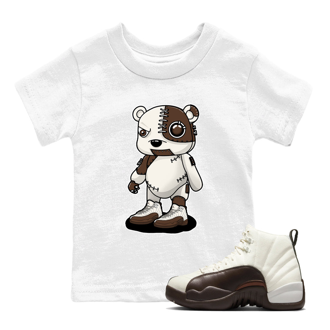 AJ12 Baroque Brown shirts to match jordans Cyborg Bear best t shirts to wear with jordans SoleFly x Jordan 12 Baroque Brown match shoes to clothes SNRT Sneaker Tees Youth Baby White 1 tee