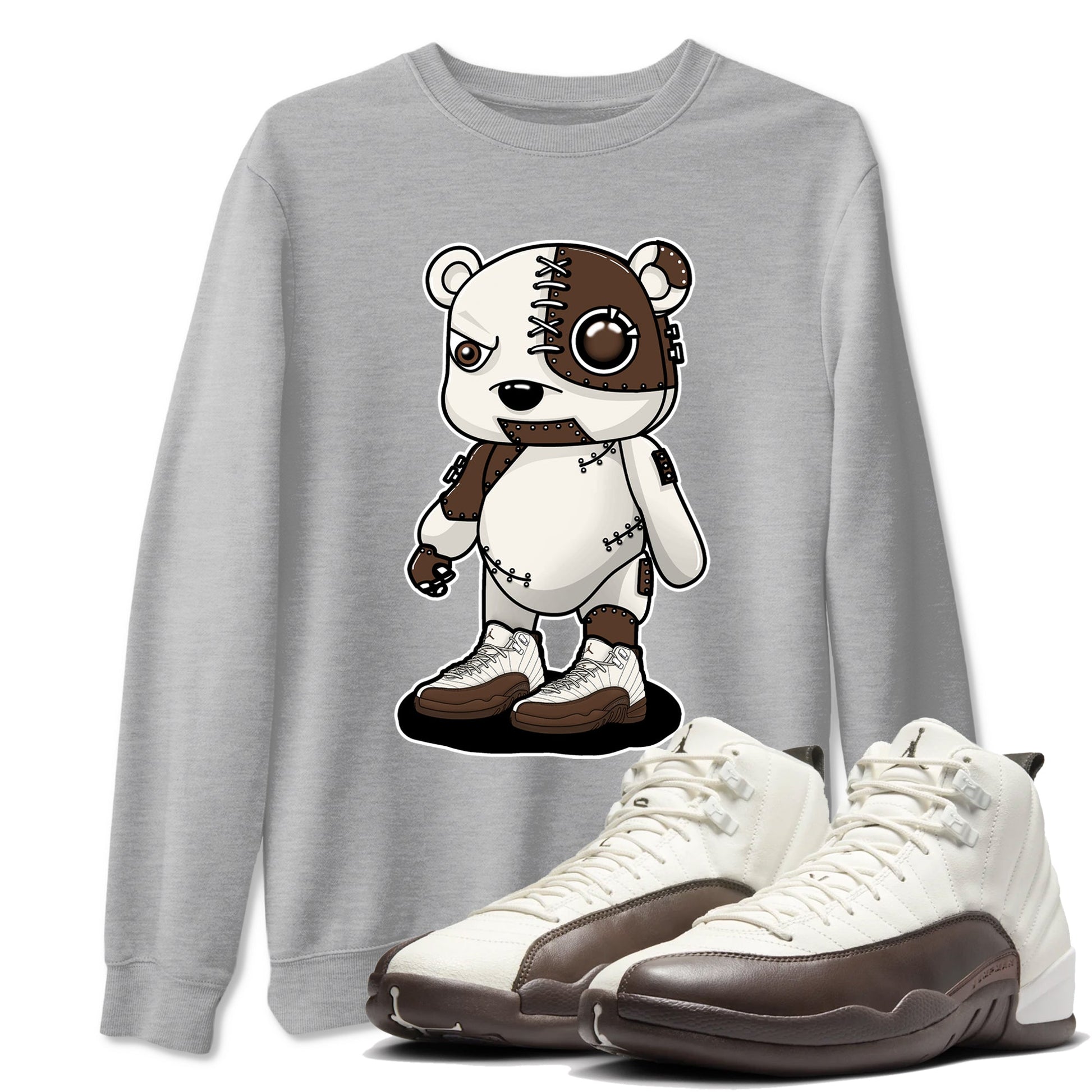 AJ12 Baroque Brown shirts to match jordans Cyborg Bear best t shirts to wear with jordans SoleFly x Jordan 12 Baroque Brown match shoes to clothes SNRT Sneaker Tees unisex cotton Heather Grey 1 shirts