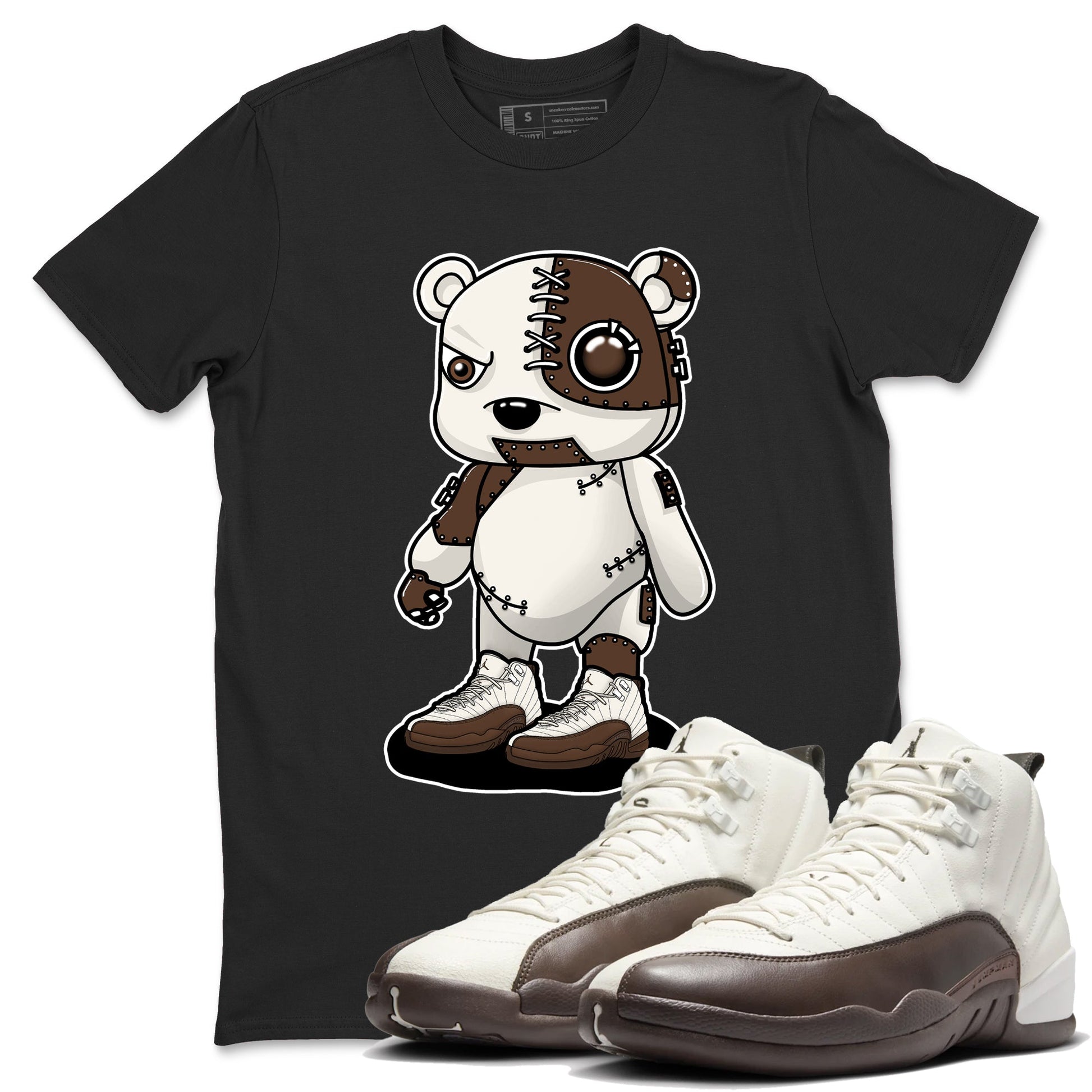 AJ12 Baroque Brown shirts to match jordans Cyborg Bear best t shirts to wear with jordans SoleFly x Jordan 12 Baroque Brown match shoes to clothes SNRT Sneaker Tees unisex cotton Black 1 shirts