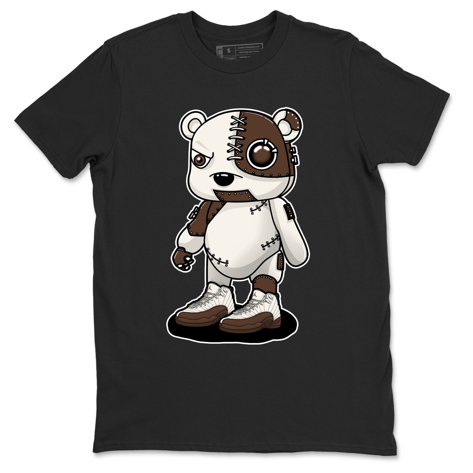 AJ12 Baroque Brown shirts to match jordans Cyborg Bear best t shirts to wear with jordans SoleFly x Jordan 12 Baroque Brown match shoes to clothes SNRT Sneaker Tees unisex cotton Black 2 shirts