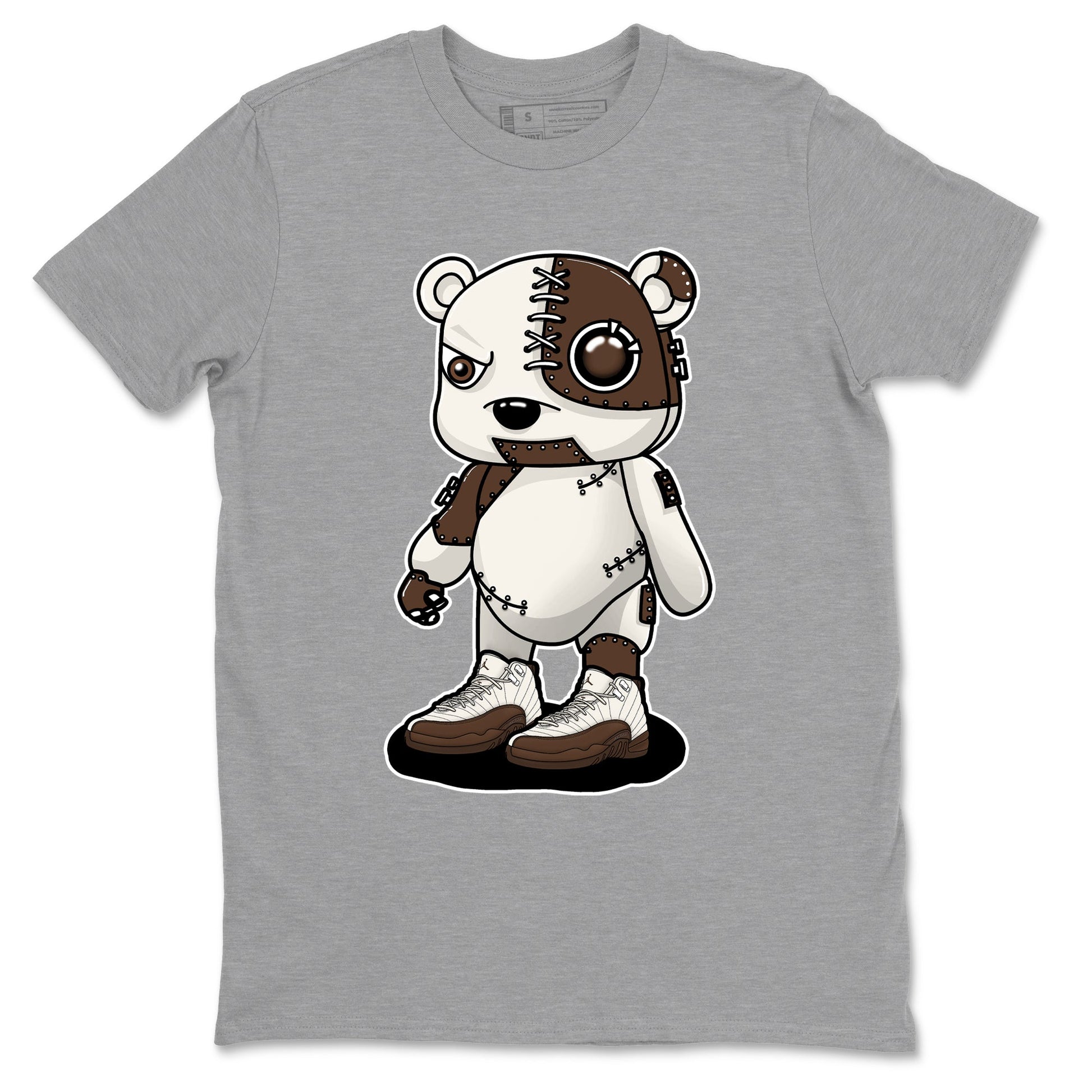 AJ12 Baroque Brown shirts to match jordans Cyborg Bear best t shirts to wear with jordans SoleFly x Jordan 12 Baroque Brown match shoes to clothes SNRT Sneaker Tees unisex cotton Heather Grey 2 shirts