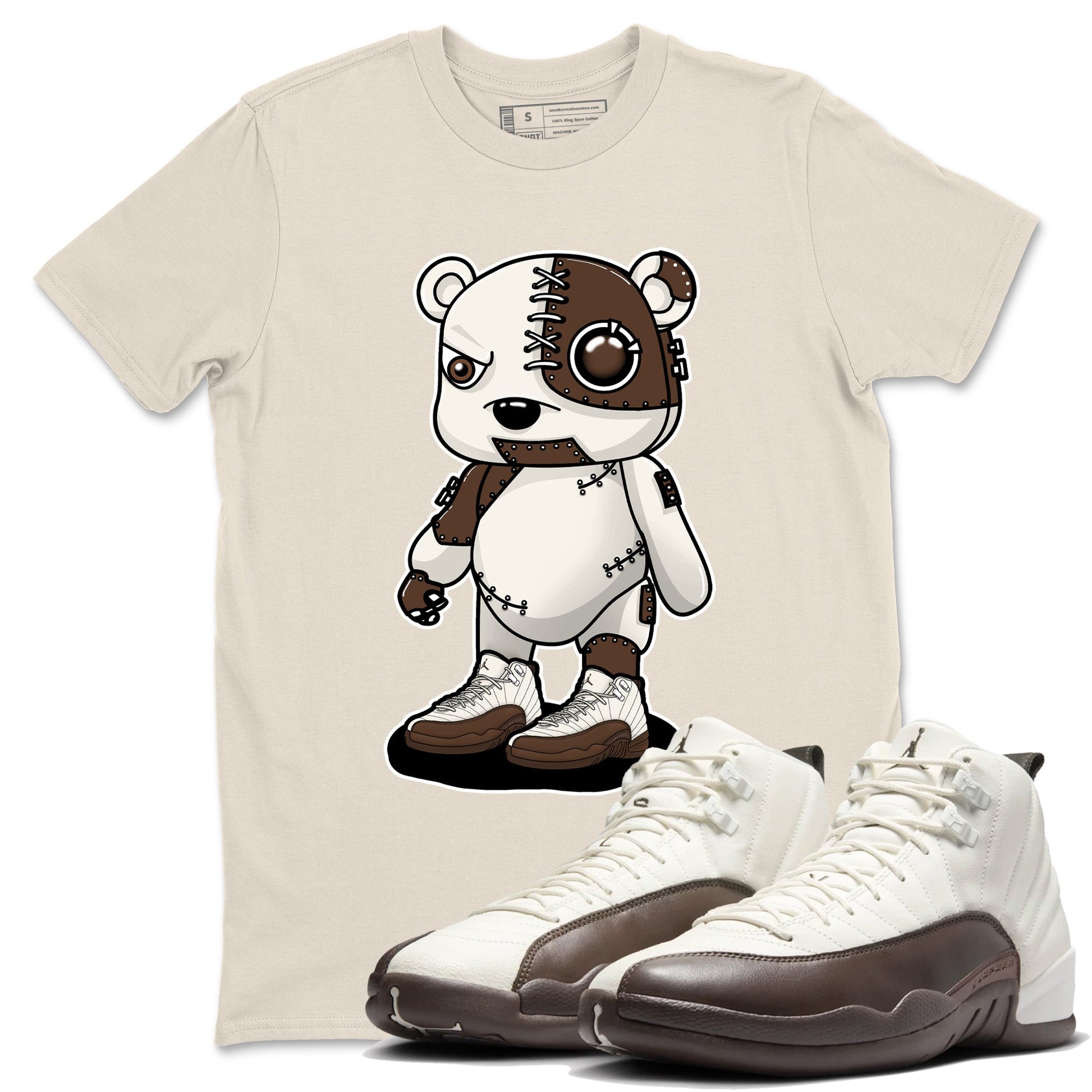AJ12 Baroque Brown shirts to match jordans Cyborg Bear best t shirts to wear with jordans SoleFly x Jordan 12 Baroque Brown match shoes to clothes SNRT Sneaker Tees unisex cotton Natural 1 shirts