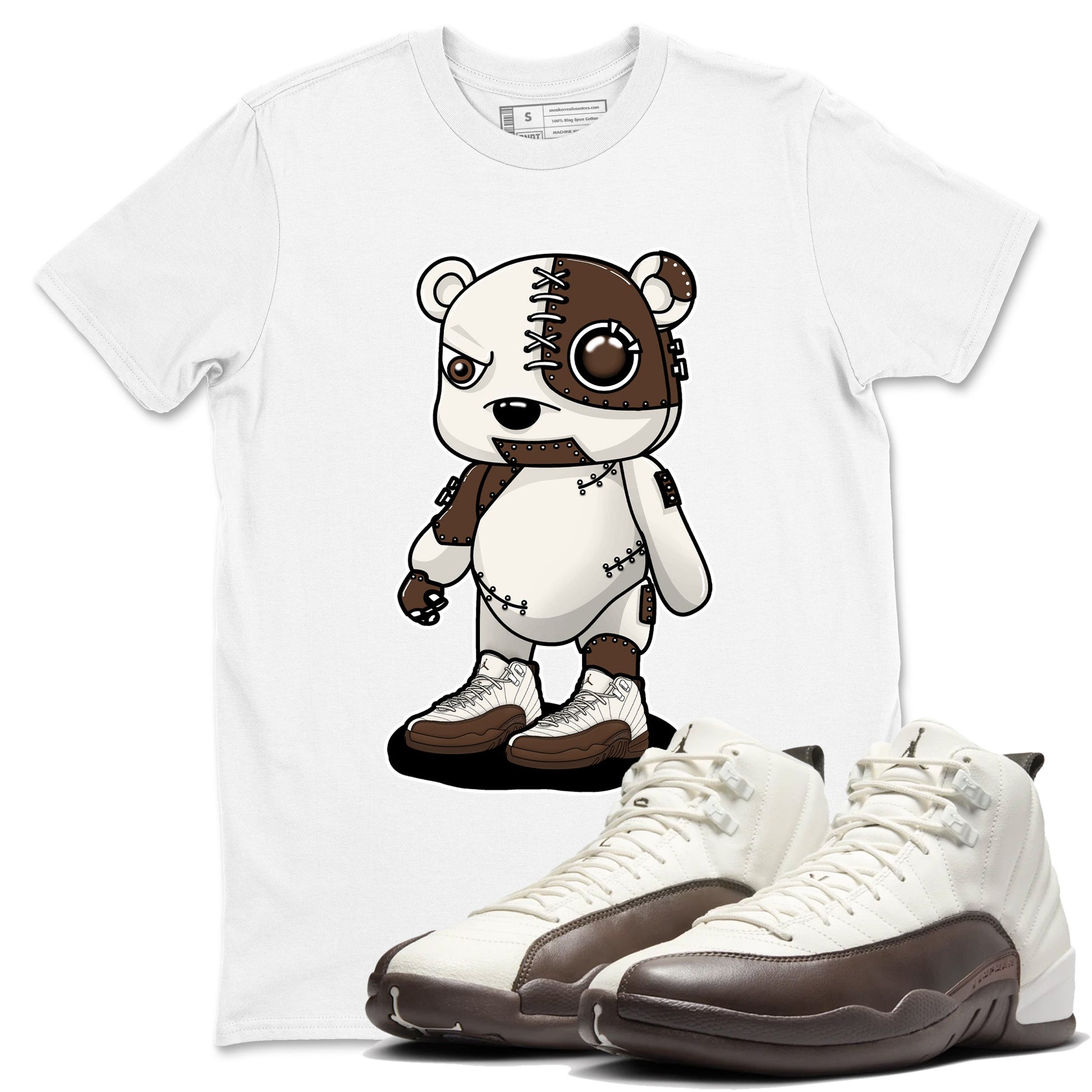 AJ12 Baroque Brown shirts to match jordans Cyborg Bear best t shirts to wear with jordans SoleFly x Jordan 12 Baroque Brown match shoes to clothes SNRT Sneaker Tees unisex cotton White 1 shirts