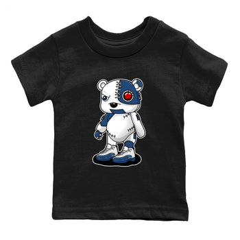 Cyborg Bear baby and kids t-shirt crafted for little sneakerheads to shine with the Air Jordan 12 French Blue sneakers, displayed in Black 2.