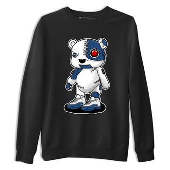 Cyborg Bear sneaker match t-shirt styled to complete your fit with the Air Jordan 12 French Blue sneakers, shown in Black 2.