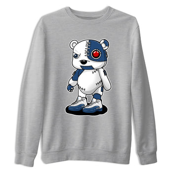Cyborg Bear sneaker match t-shirt styled to complete your fit with the Air Jordan 12 French Blue sneakers, shown in Heather Grey 2.