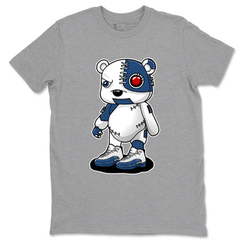Cyborg Bear sneaker match t-shirt styled to complete your fit with the Air Jordan 12 French Blue sneakers, shown in Heather Grey 2.