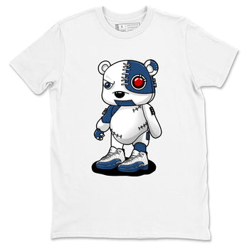 Cyborg Bear sneaker match t-shirt styled to complete your fit with the Air Jordan 12 French Blue sneakers, shown in White 2.