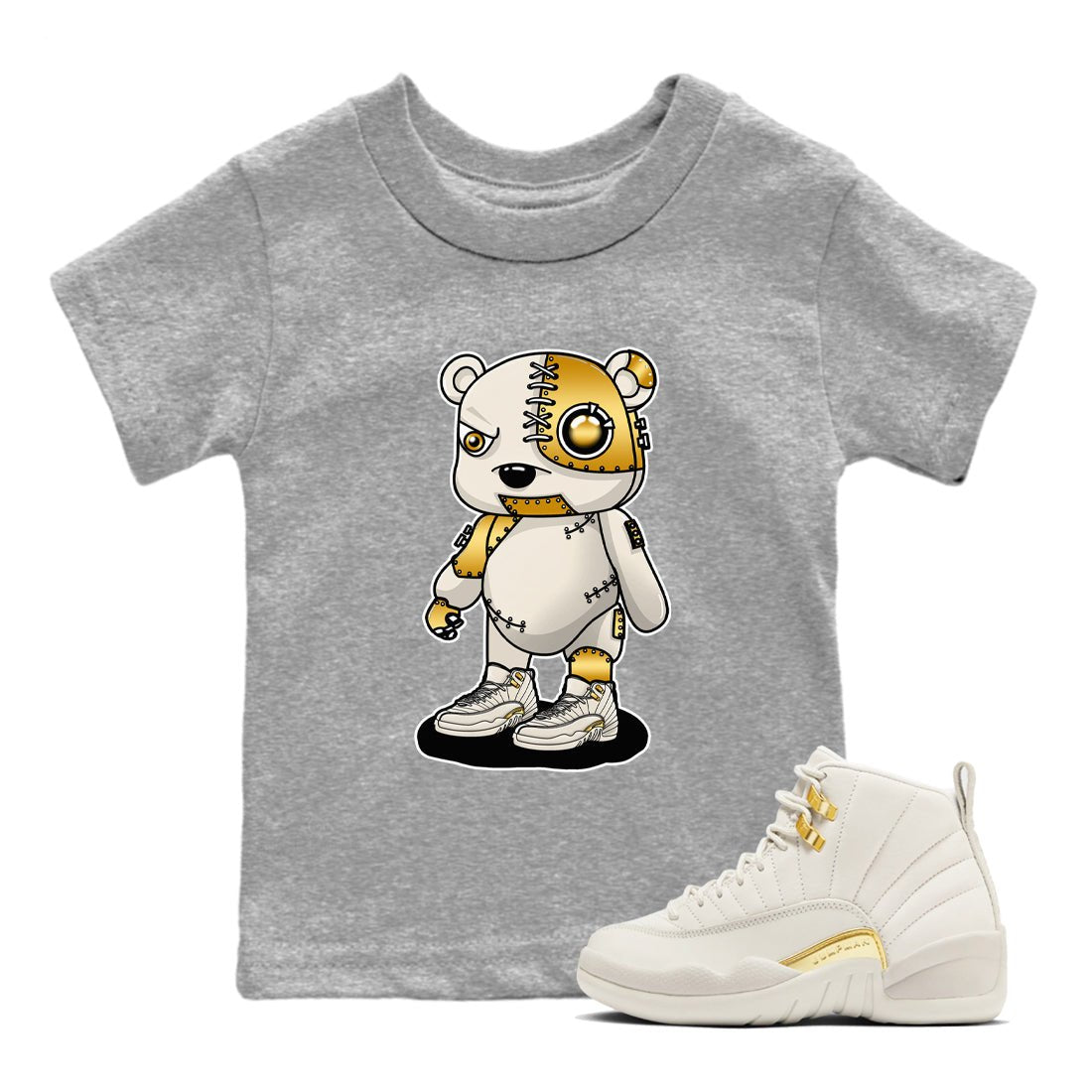 12s Phantom shirts to match jordans Cyborg Bear sneaker match tees Air Jordan 12 WMNS Phantom match shoes to clothes SNRT Sneaker Tees Youth Baby Heather Grey 1 tee