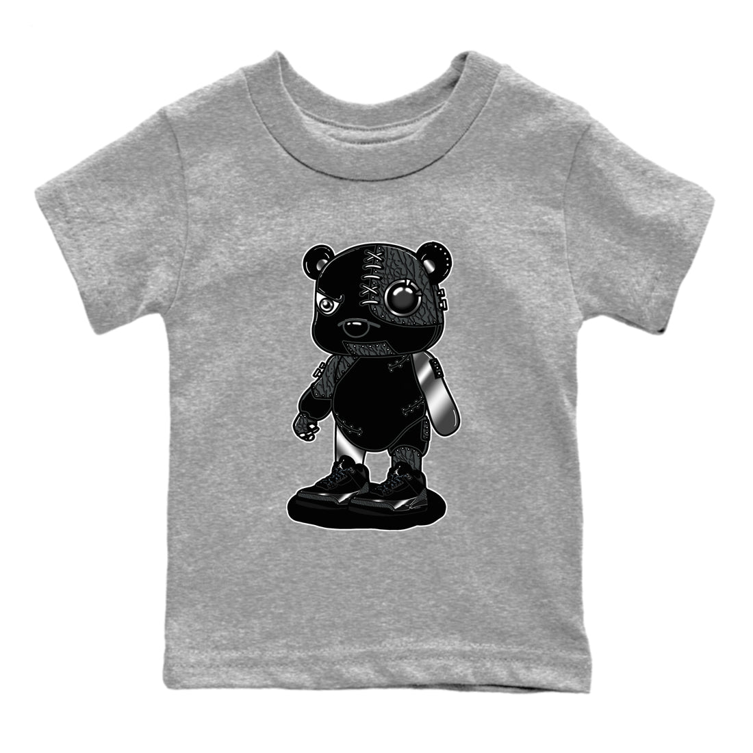 Air Jordan 3 Black Cat shirts to match jordans Cyborg Bear sneaker match tees Jordan 3 Retro Black Cat best t shirts to wear with jordans SNRT Sneaker Tees Youth Baby Heather Grey 2 tee