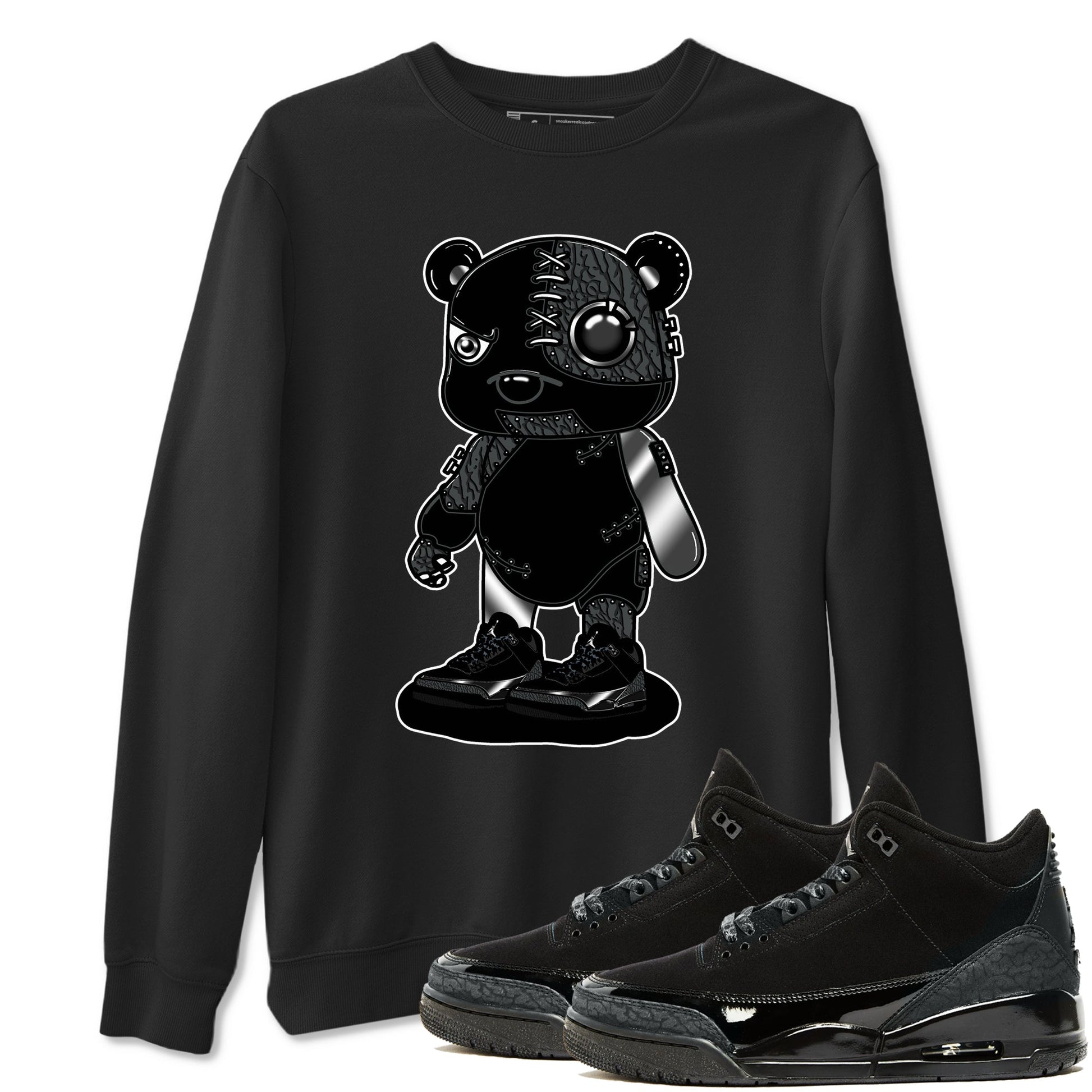 Air Jordan 3 Black Cat shirts to match jordans Cyborg Bear sneaker match tees Jordan 3 Retro Black Cat best t shirts to wear with jordans SNRT Sneaker Tees unisex cotton Black 1 shirts